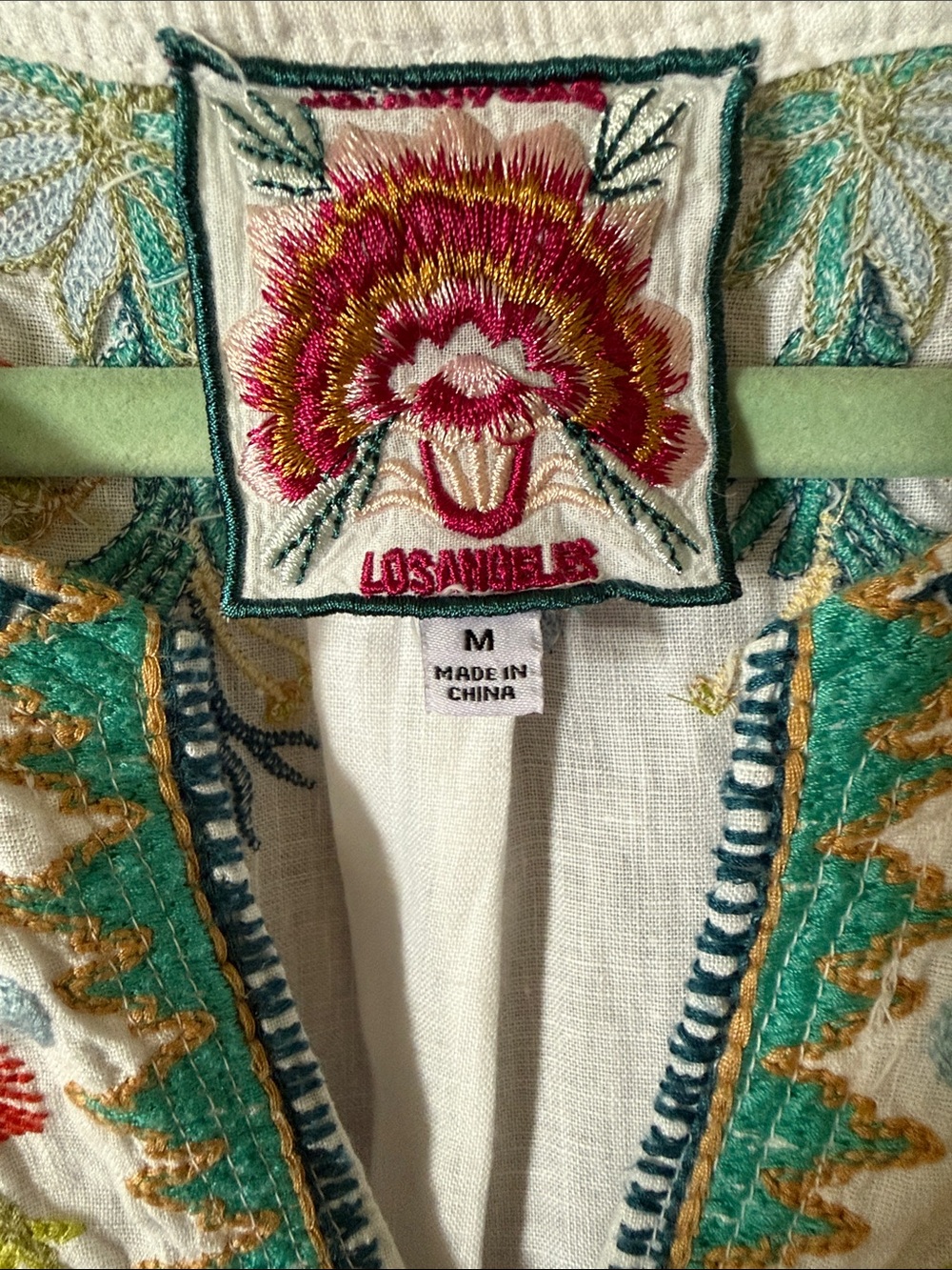 Johnny Was White Linen Floral Embroidered V-Neck Dress/ or Tunic MED-Like New - Picture 3 of 10